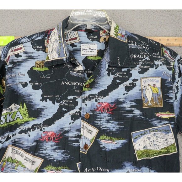 VTG David Carey Originals Alaska Button Down Shirt Adult L All Over Print Casual - Picture 2 of 12